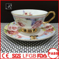 Tasses et soucoupes de porcelaine P & T, set de café, éponge Chine